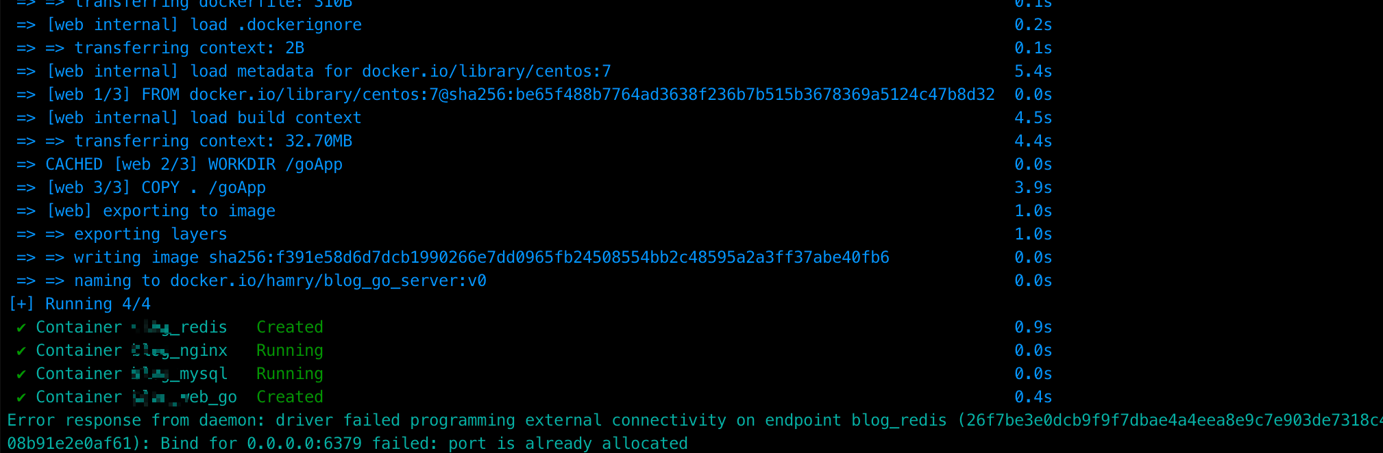 docker bind for port is already allocated