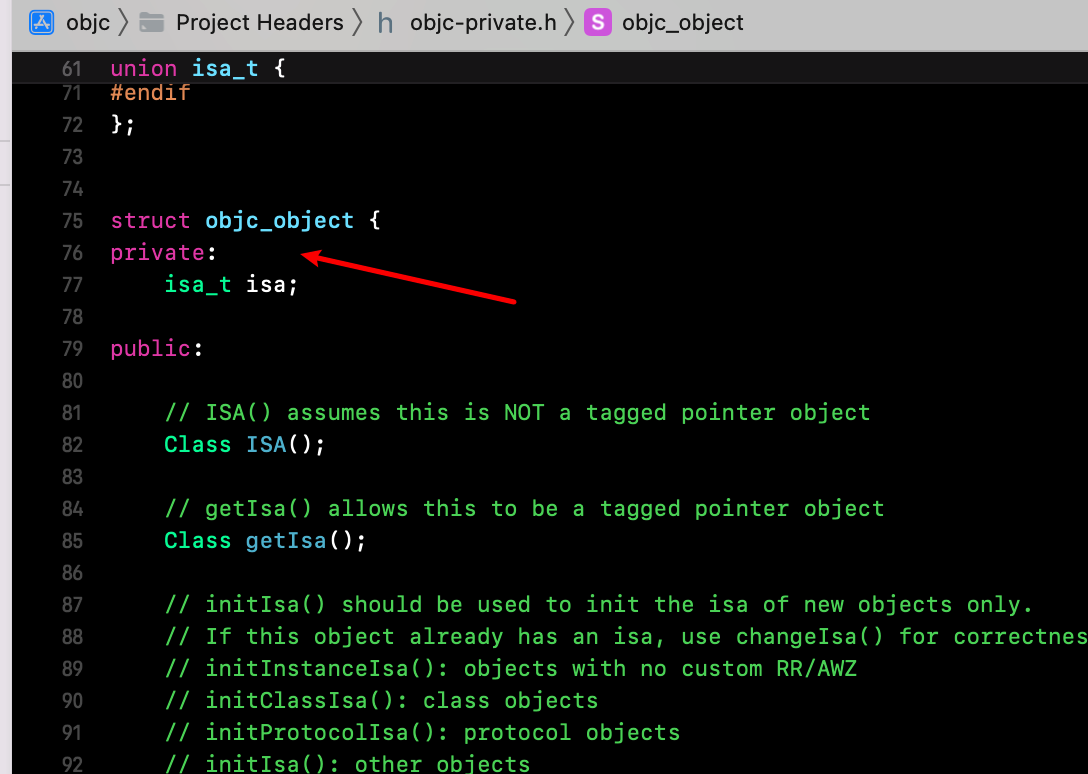 objc_object中的private私有isa.png