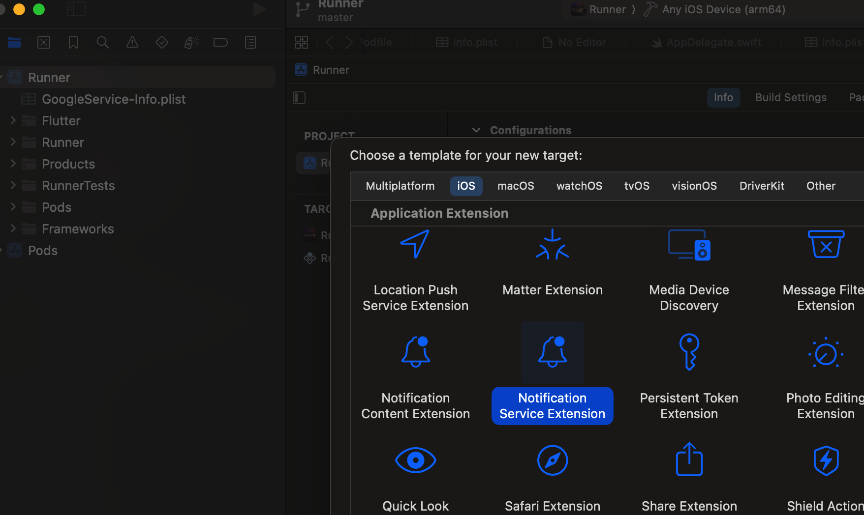 choose Notification Service Extension
