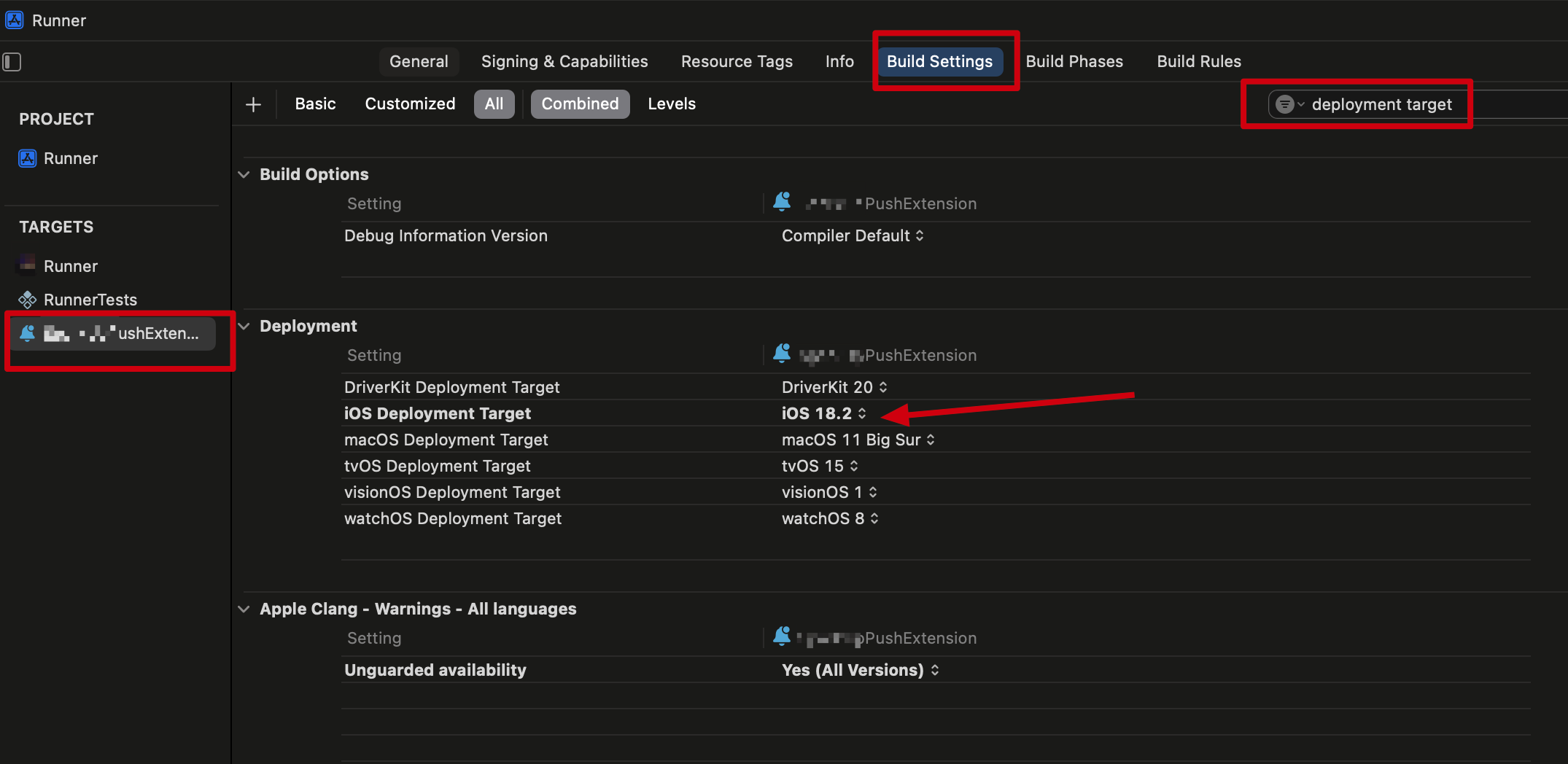 default ios deployment target