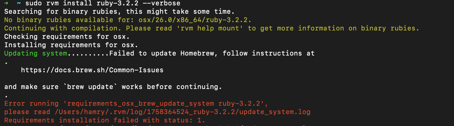rvm install ruby-3.2.2 failed: Error running 'requirements_osx_brew_update_system ruby-3.2.2'